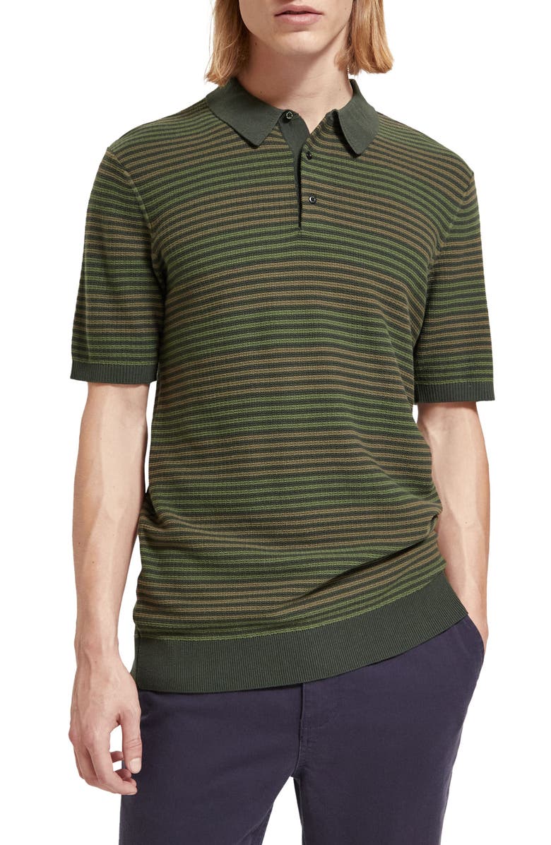 Scotch & Soda Hideaway Stripe Polo Sweater, Main, color, 