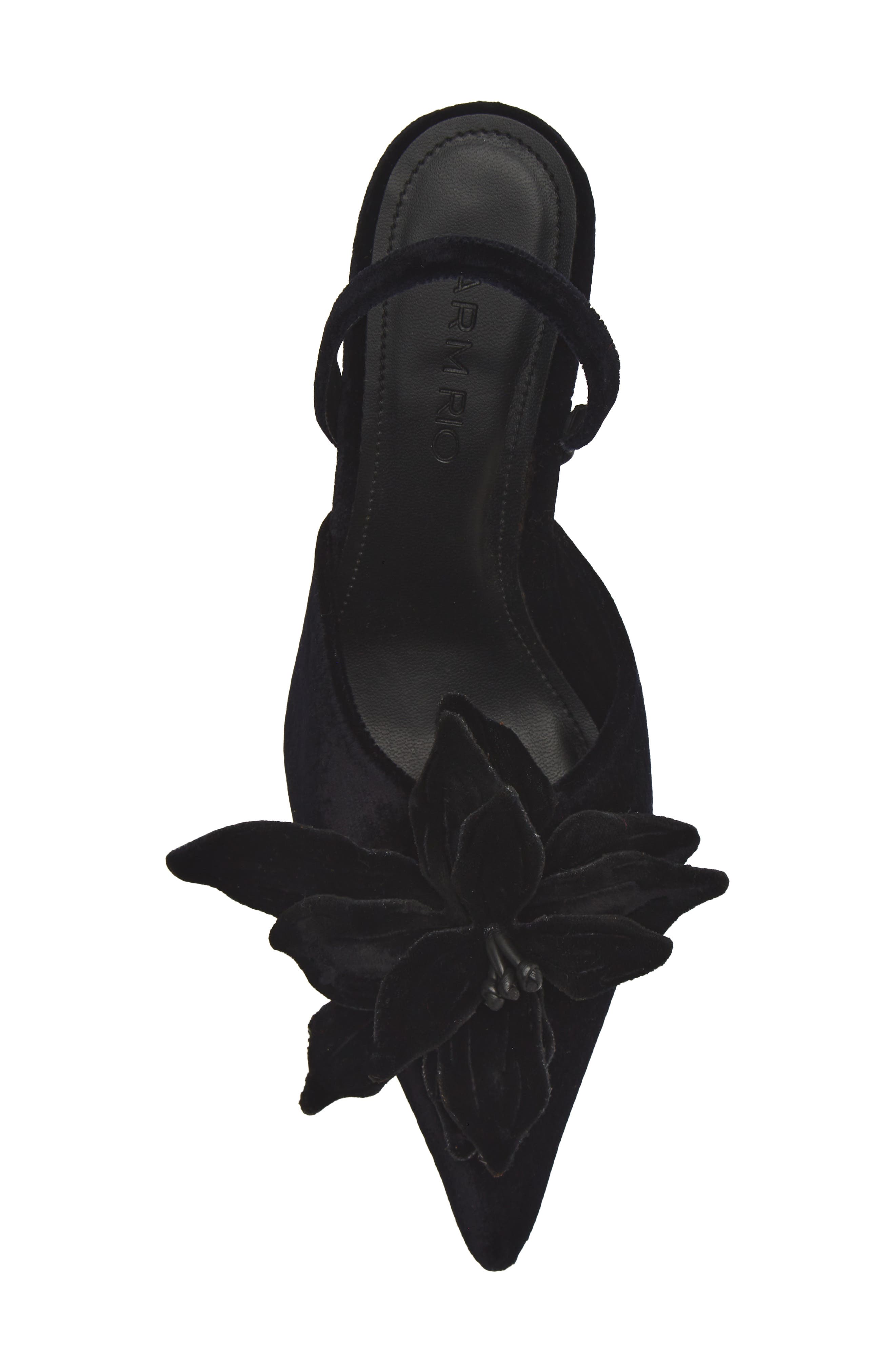 Flower Velvet Slingback Pump, Alternate, color, BLACK