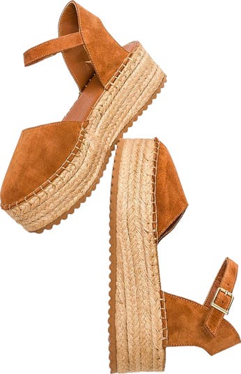 Viba Leather Espadrille Platform Wedge Sandals