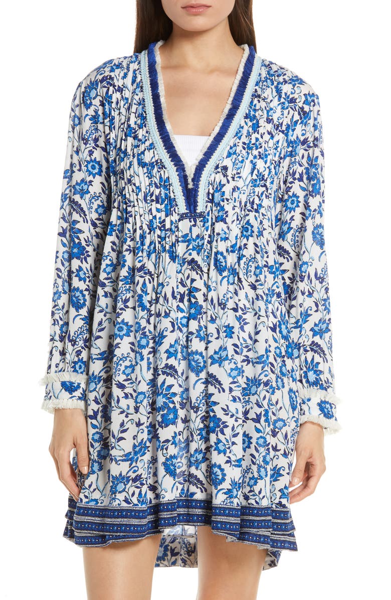 Poupette St Barth Poupette St. Barth Ola Long Sleeve Cover-Up Dress, Main, color, 