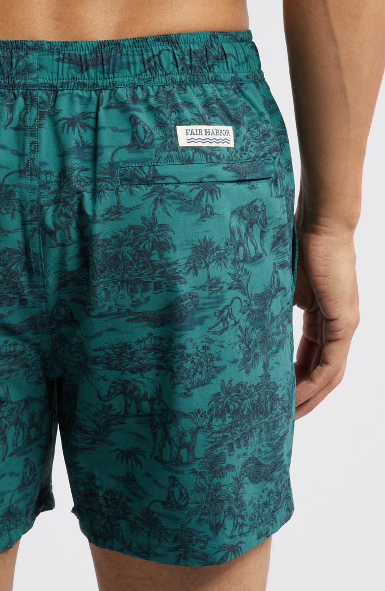 Fair Harbor Bungalow Floral Swim Trunks, Alternate, color, Jungle Toile Wl