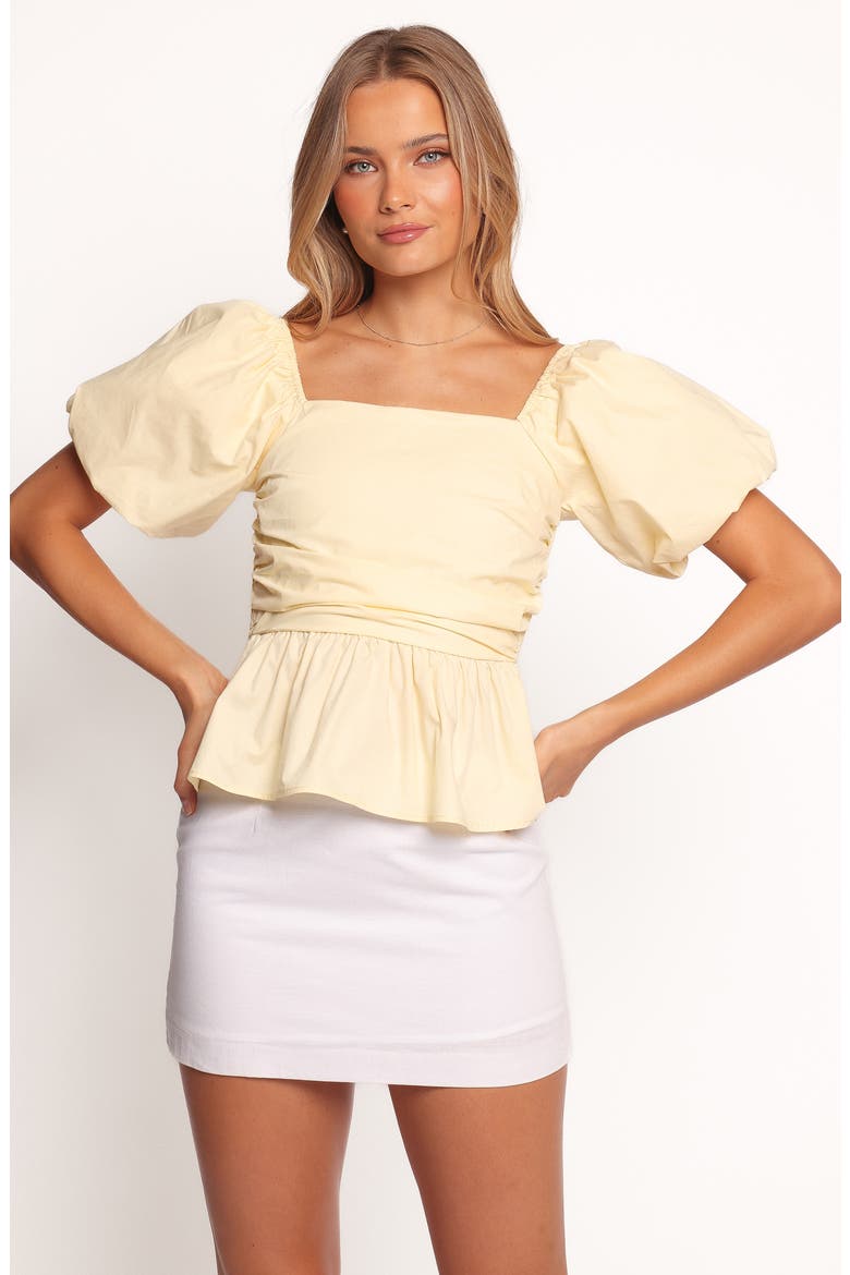 Clo Puff Sleeve Cotton Top, Alternate, color, BUTTER YELLOW