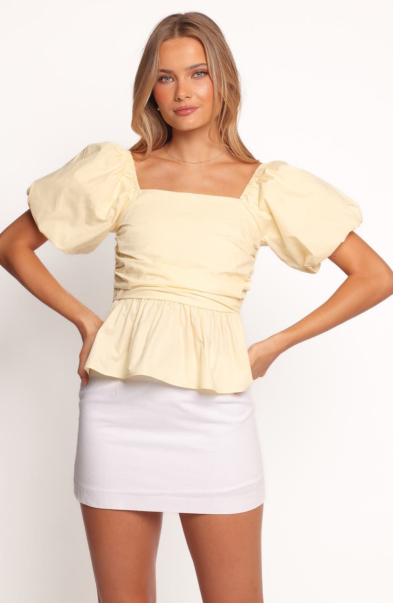 Petal & Pup Clo Puff Sleeve Cotton Top, Alternate, color, Butter Yellow