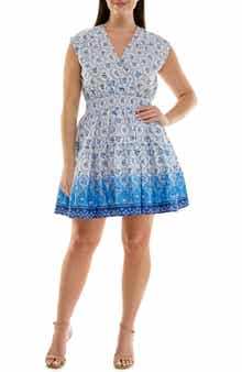 Floral Cap Sleeve Cotton Fit & Flare Dress