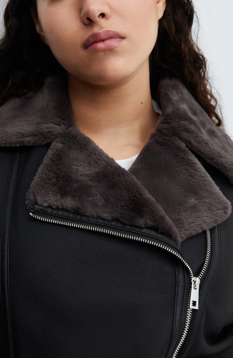 MANGO Faux Leather & Faux Fur Moto Jacket, Alternate, color, 