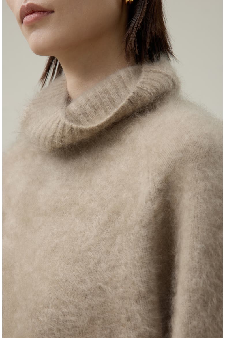 Women's Brushed Cashmere Turtleneck Sweater, Alternate, color, Camel
