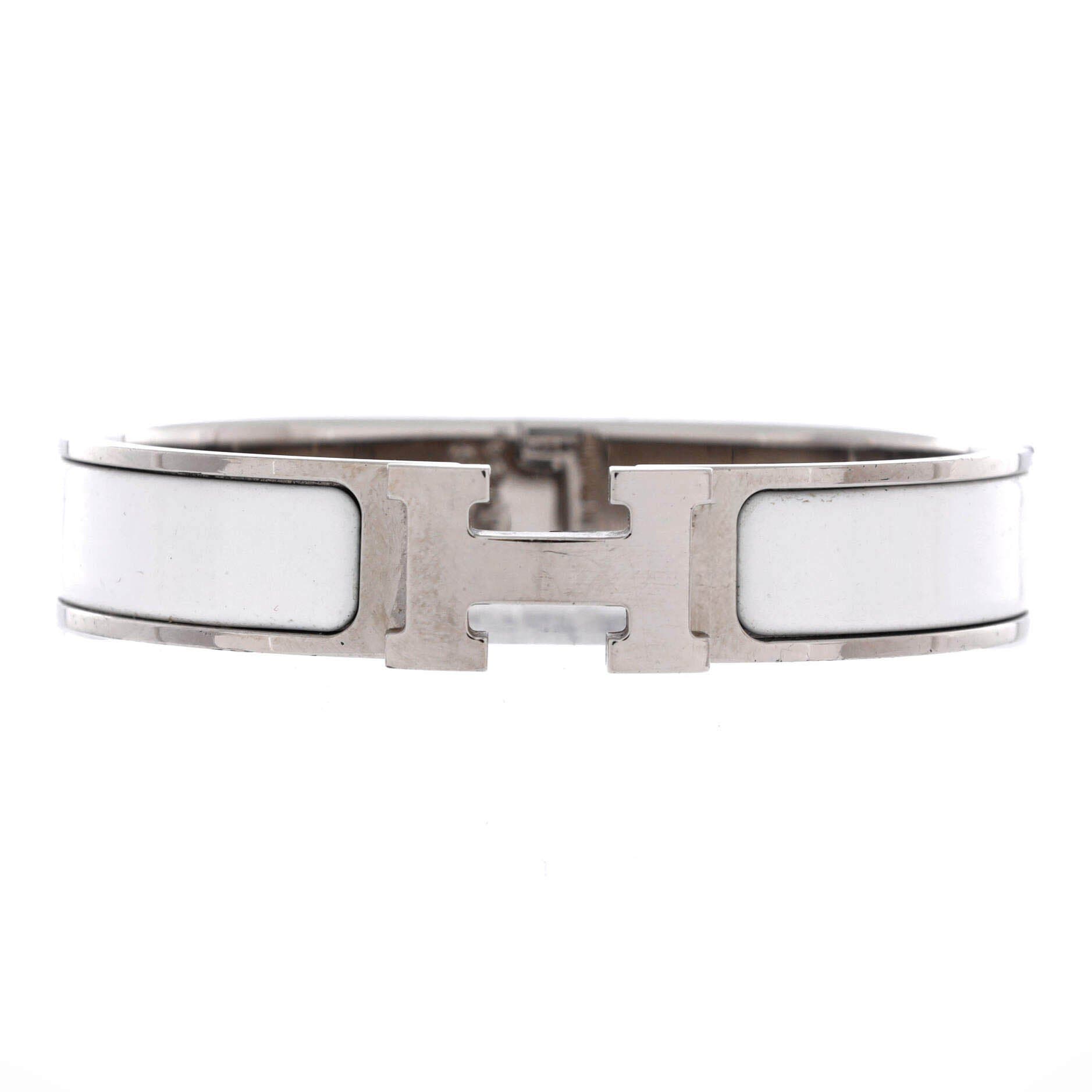 Clic H Bracelet Enamel Narrow, Main, color, White