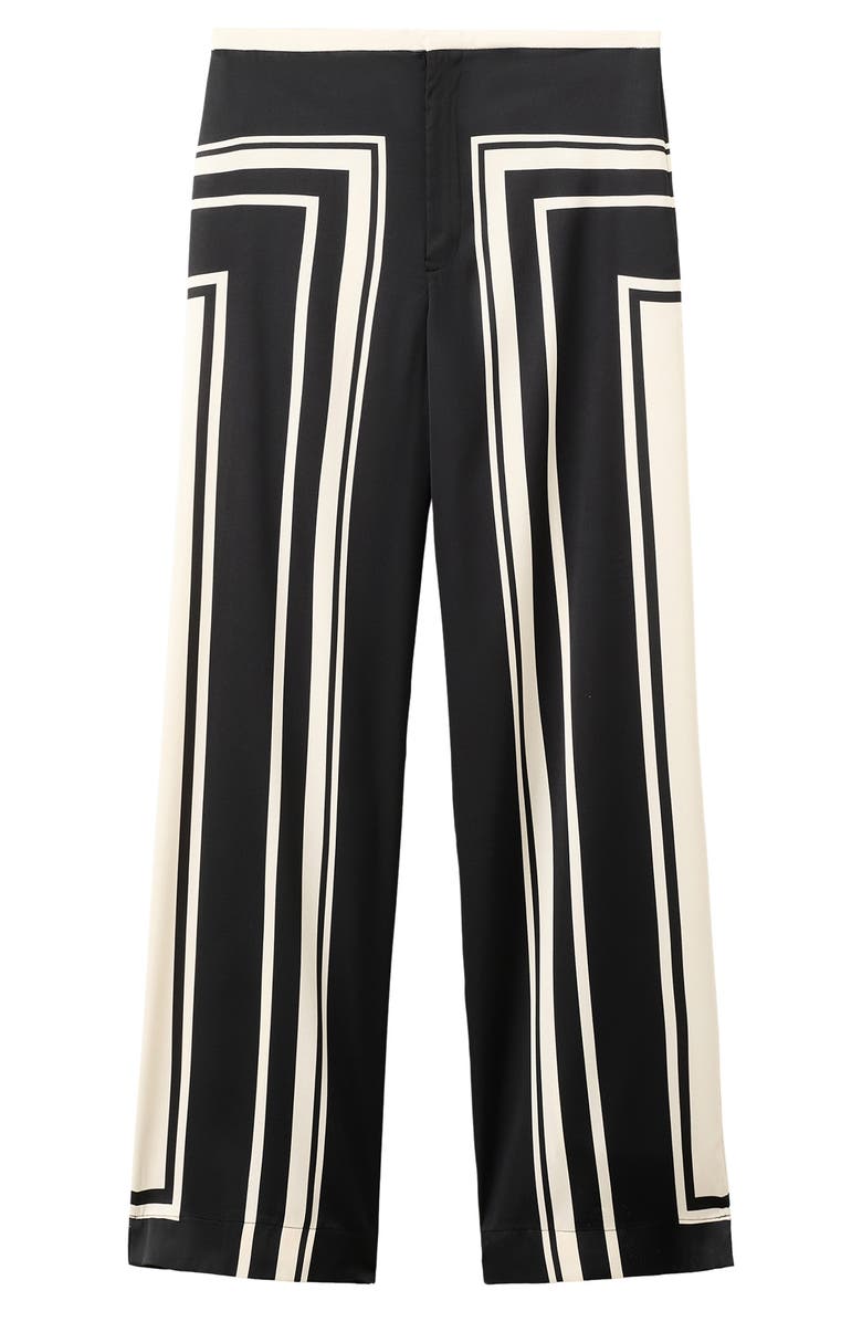 MANGO Satin Wide Leg Pants, Alternate, color, Black