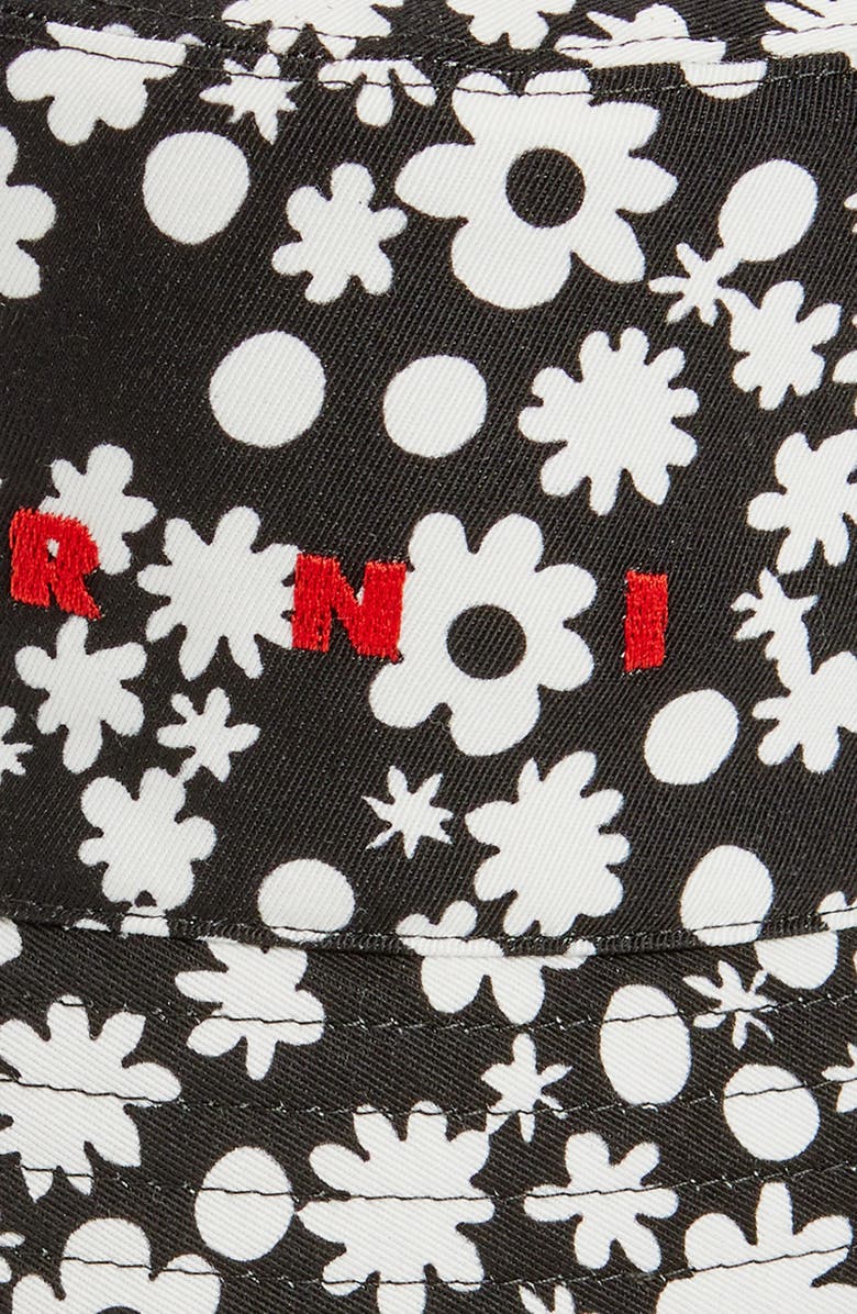 Marni Logo Embroidered Cotton Twill Bucket Hat, Alternate, color, 