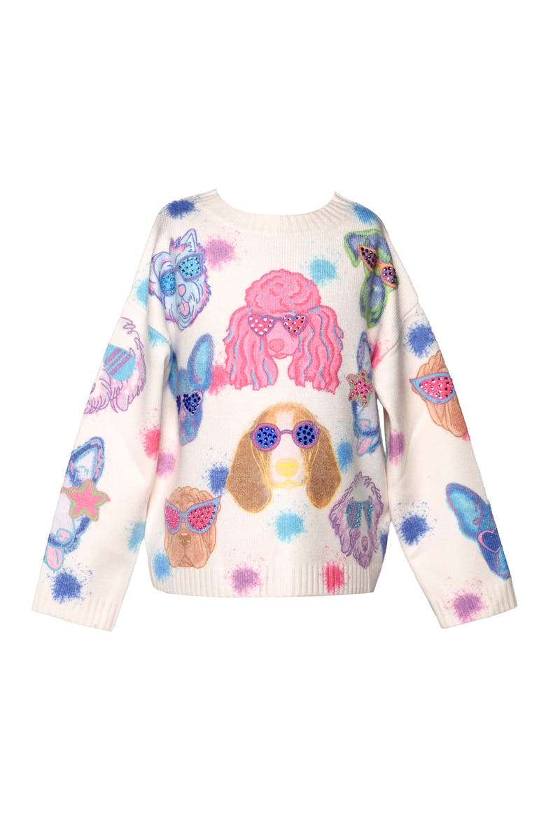 Kids' Dogs in Sunnies Embellished Sweater, Main, color, IVORY MULTI