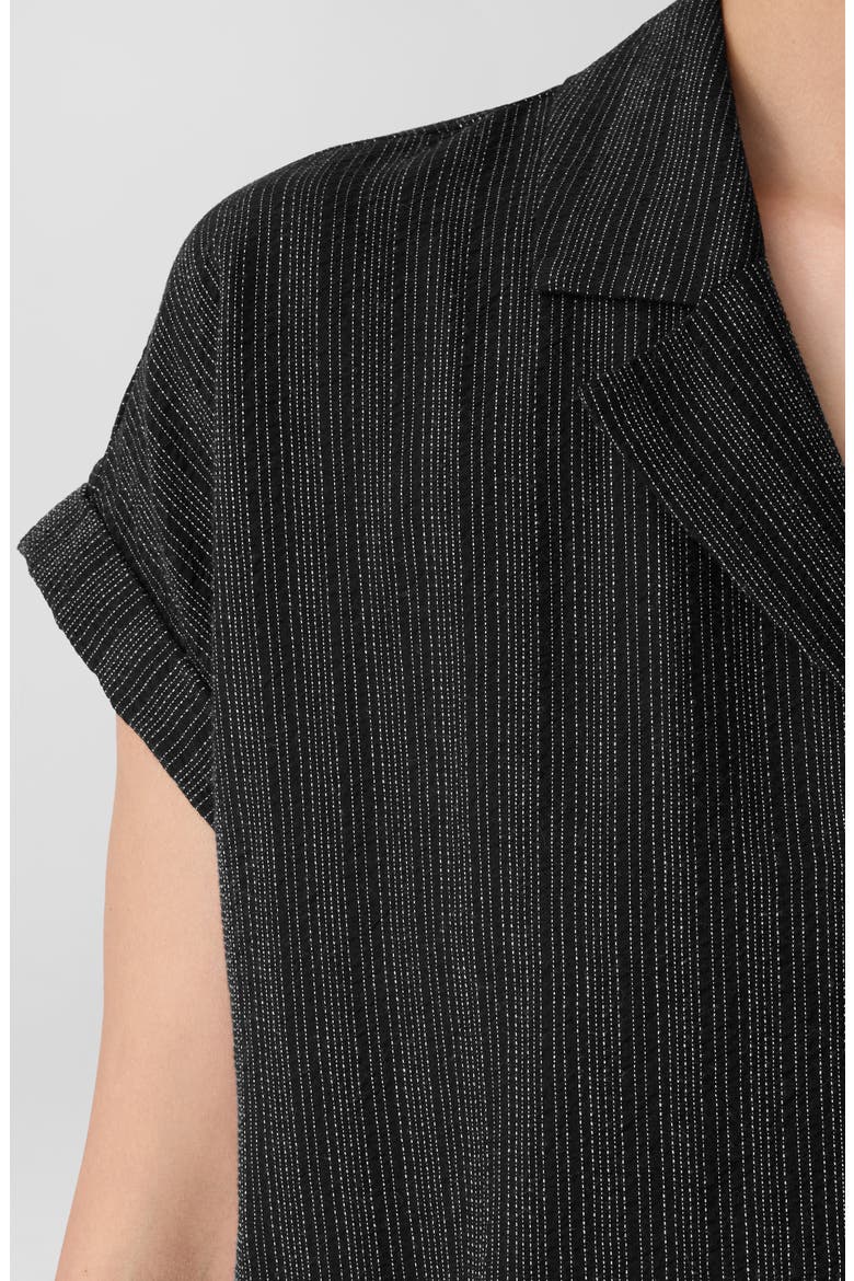 Notch Collar Organic Cotton Blend Shirtdress, Alternate, color, BLACK