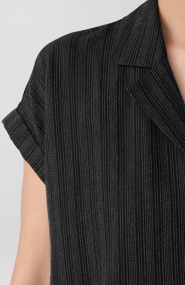 Eileen Fisher Notch Collar Organic Cotton Blend Shirtdress, Alternate, color, Black