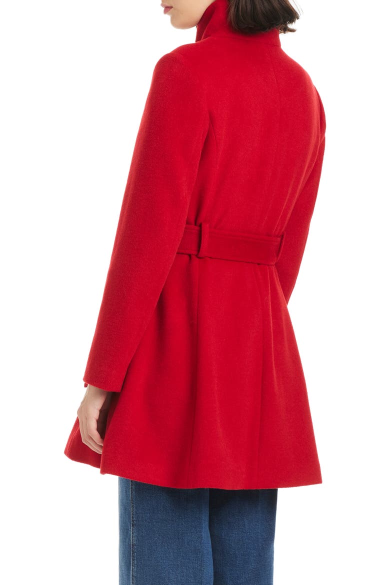 high neck belted coat, Alternate, color, CLASSIC RED