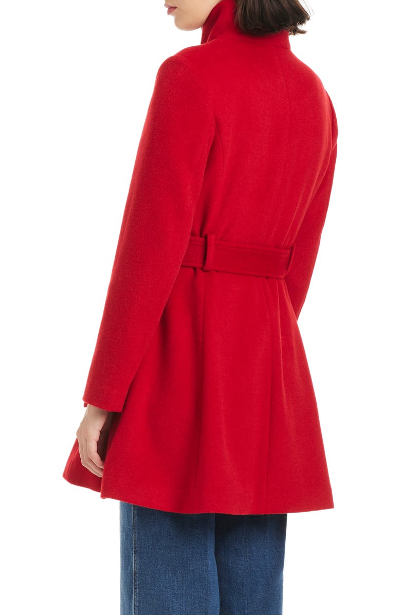 Kate Spade New York high neck belted coat, Alternate, color, Classic Red