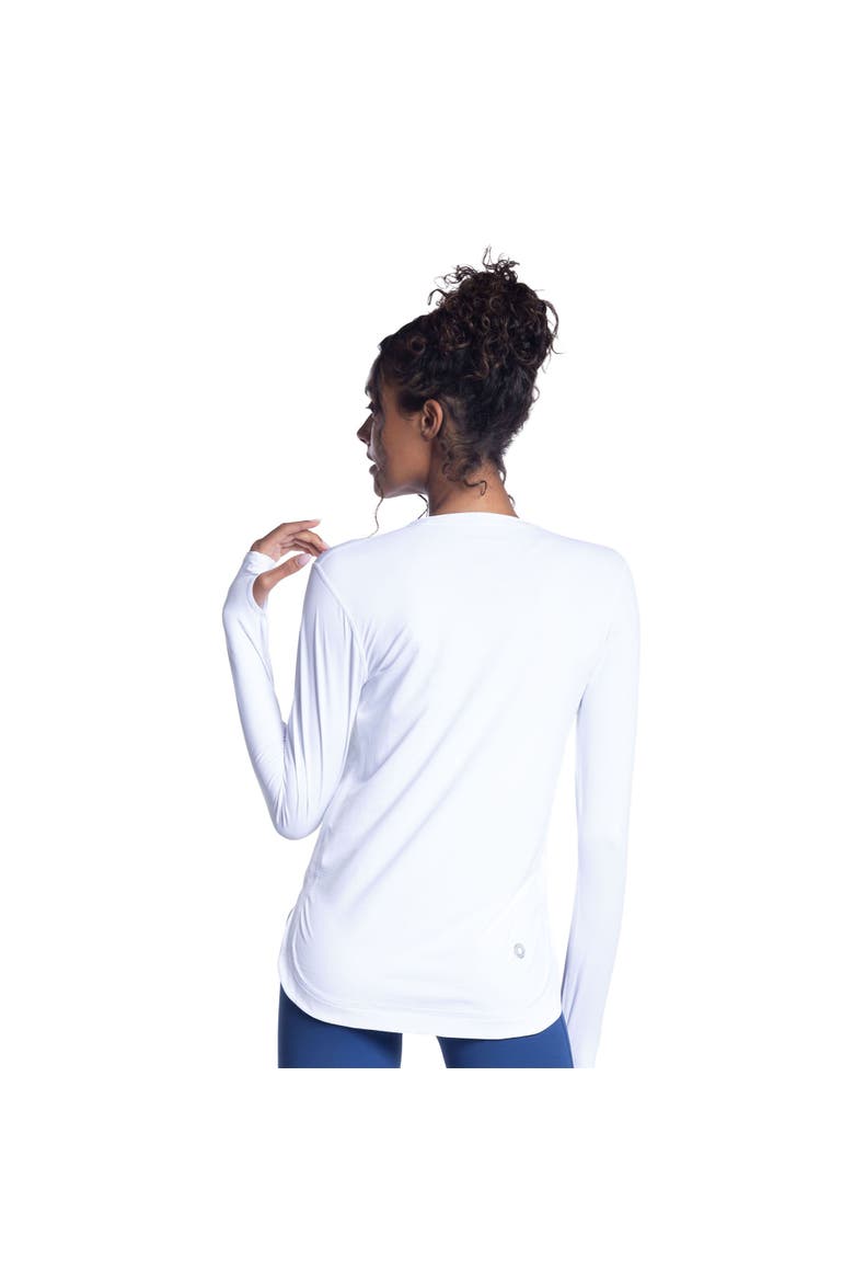 Women's Long Sleeve Sun and UV Protection Relaxed Scallop Top, Alternate, color, White