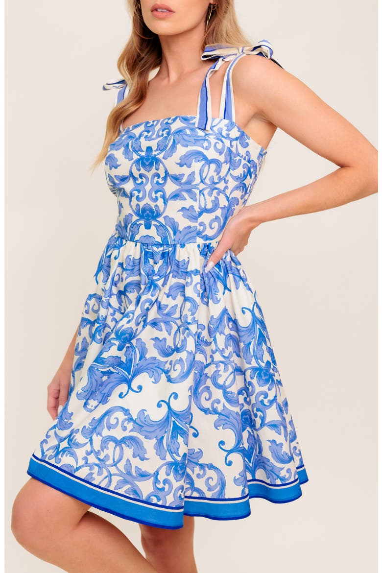 Print Minidress, Alternate, color, IVORY BLUE