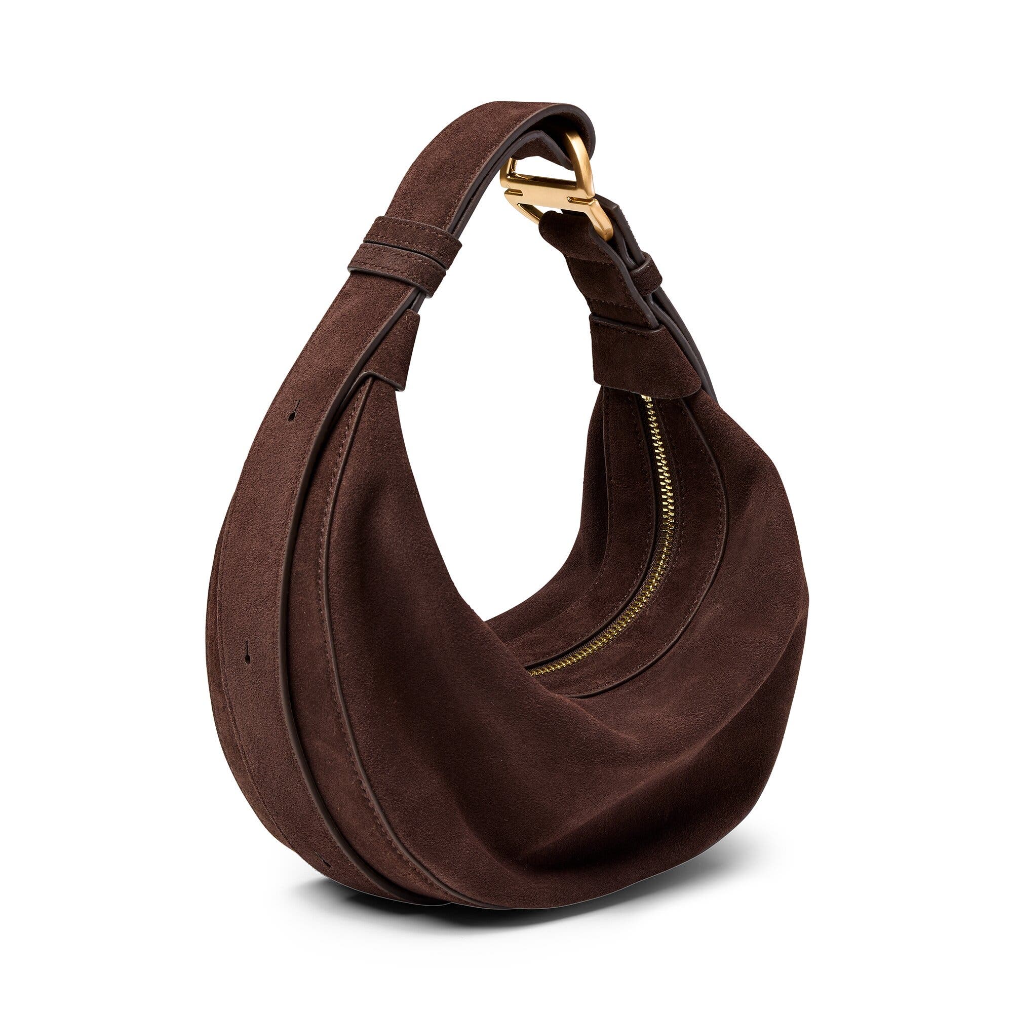 July Juliette Suede Luna Bag, Main, color, Espresso