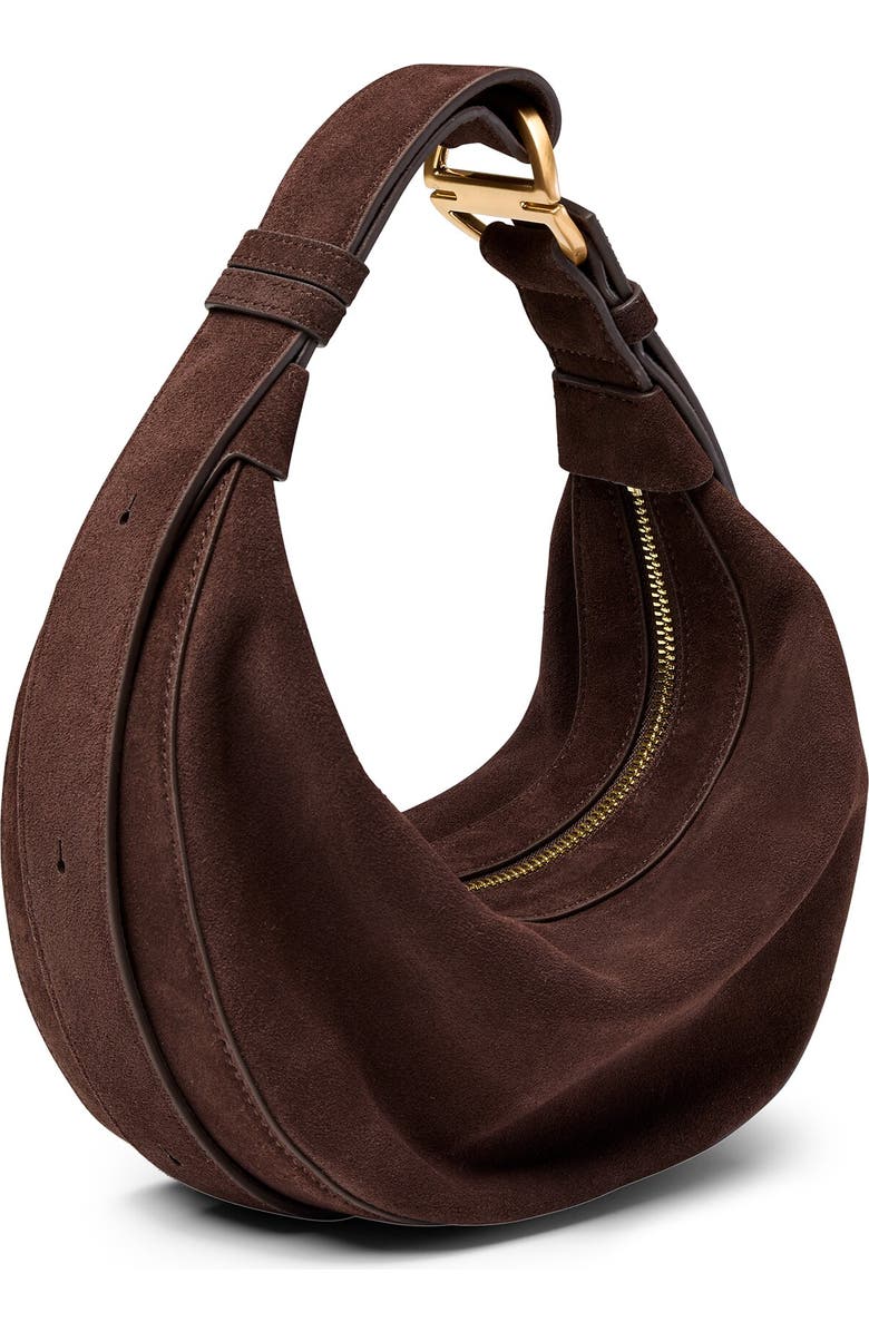 July Juliette Suede Luna Bag, Main, color, Espresso