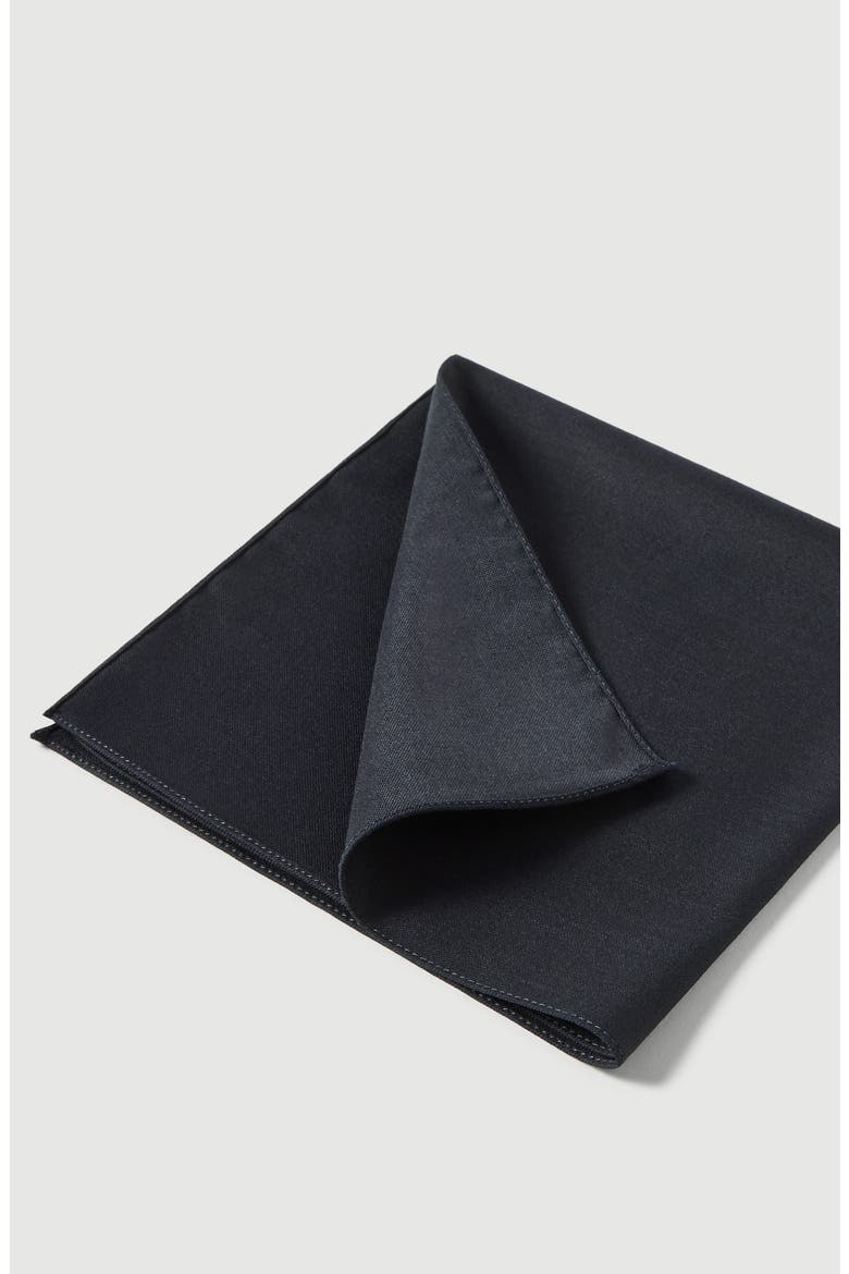 Virgin wool and silk twill pocket square, Alternate, color, Navy Blue