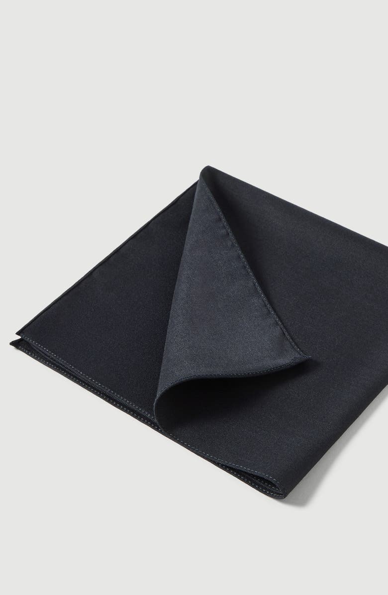 Brunello Cucinelli Virgin wool and silk twill pocket square, Alternate, color, Navy Blue