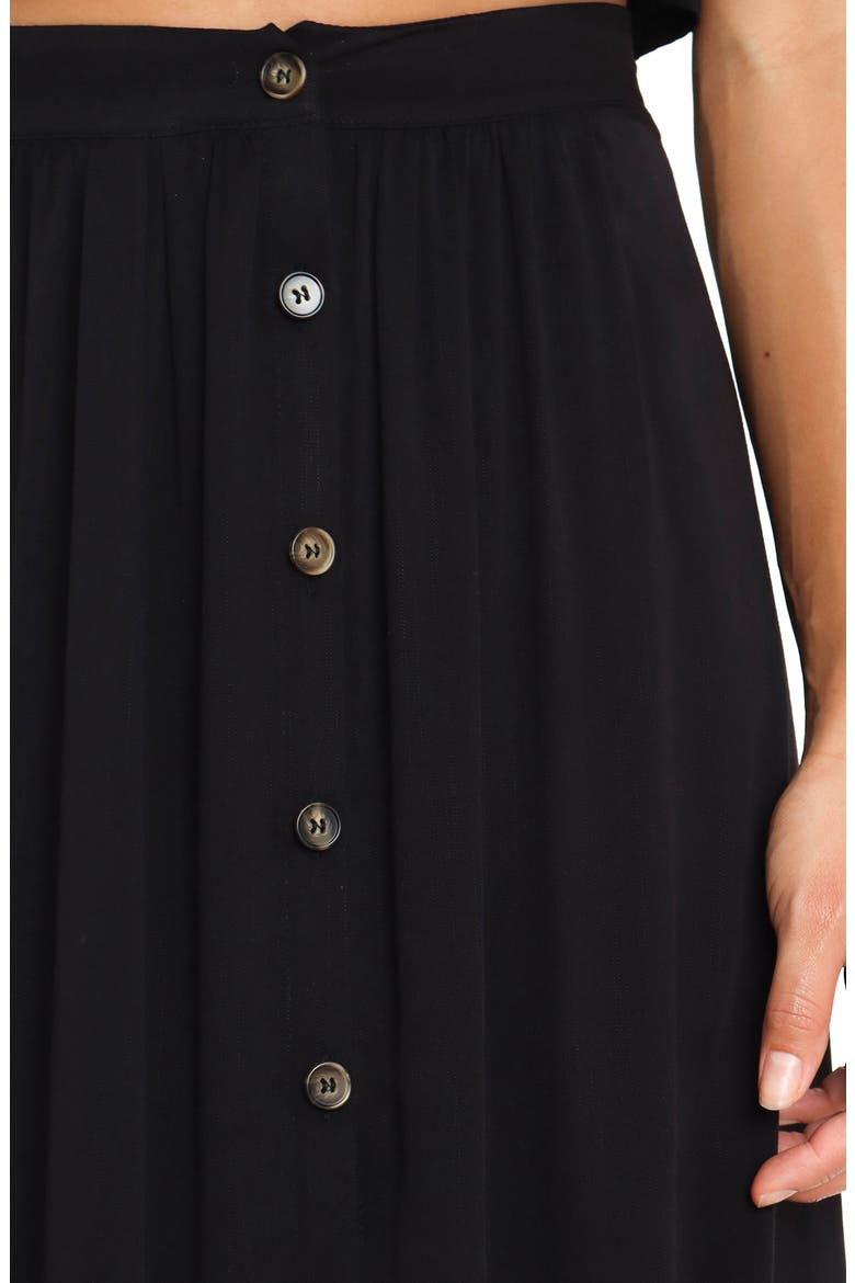 Ava Button Front Midi Skirt, Alternate, color, BLACK