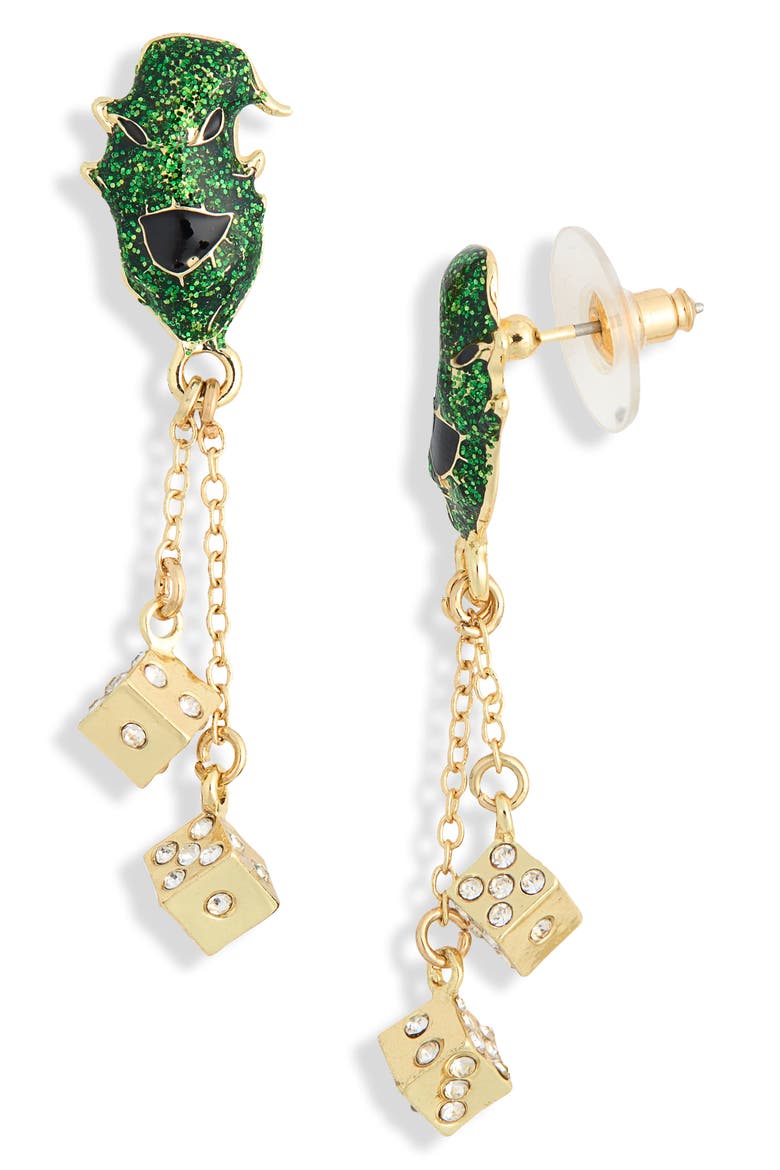 Disney The Nightmare Before Christmas Oogie Boogie Drop Earrings, Alternate, color, GREEN