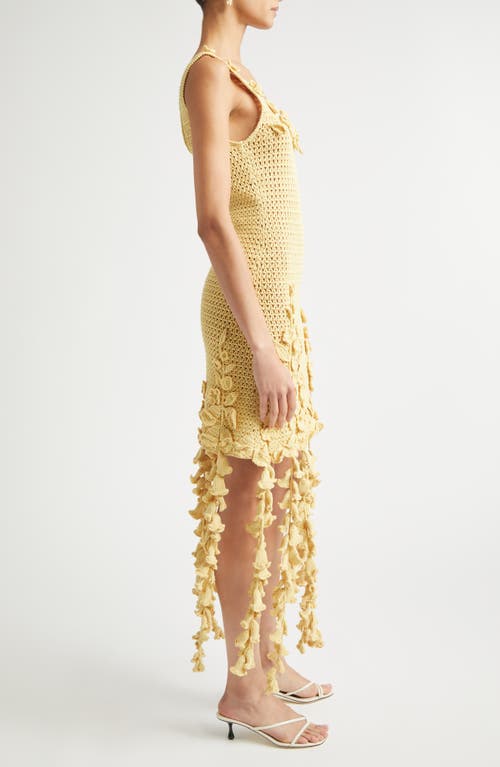 Oscar De La Renta 3d Floral Kint Dress In Gold