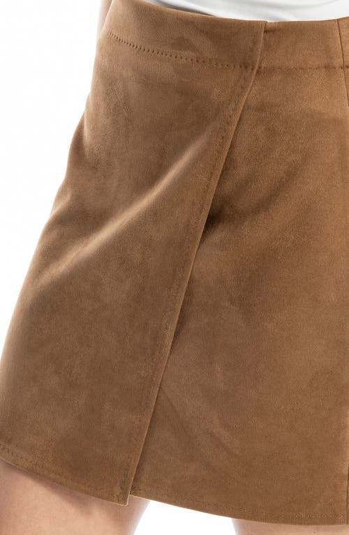 Max Studio Faux Suede Wrap Miniskirt In Camel