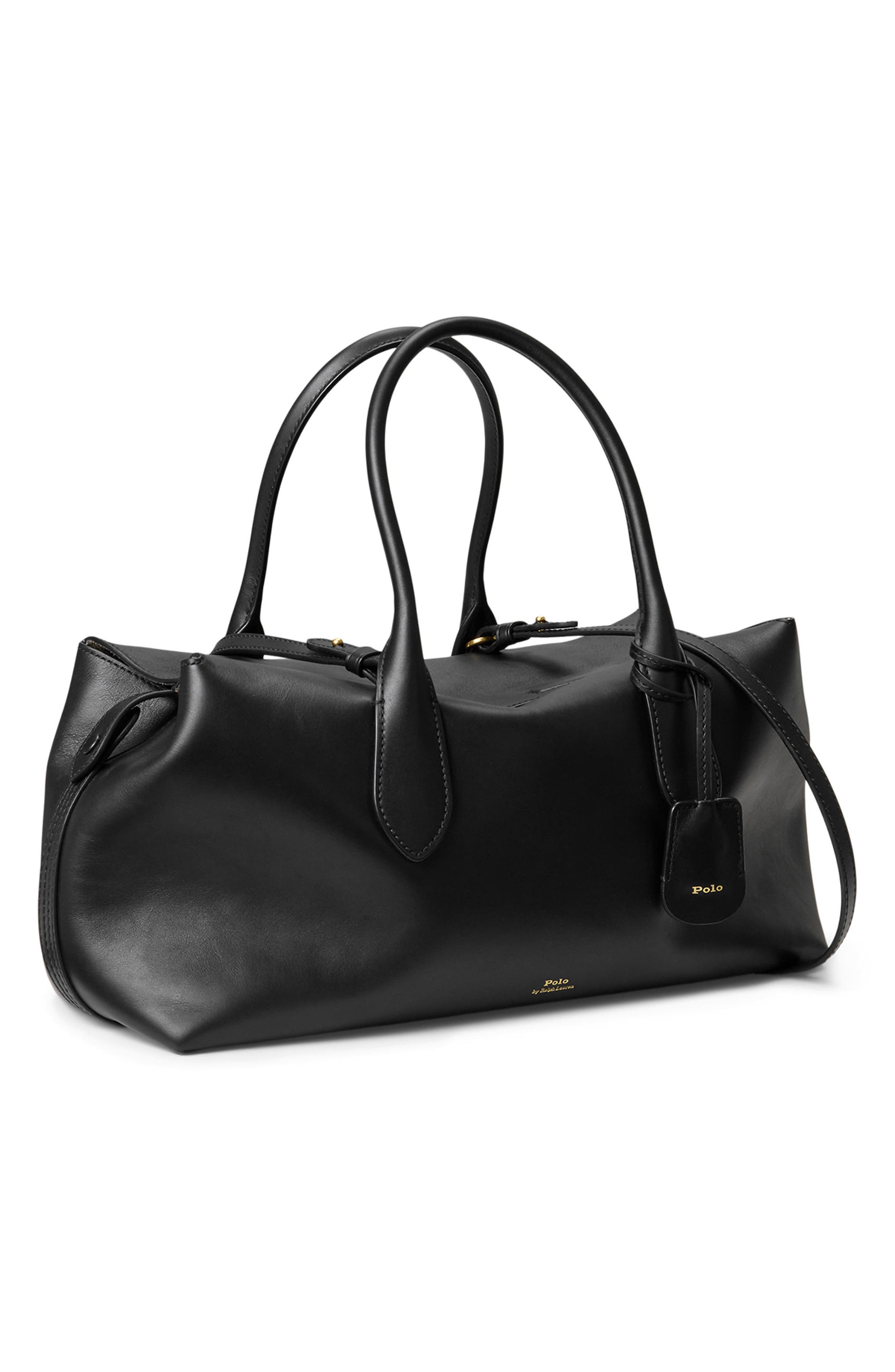 Polo Ralph Lauren Bellport Leather Satchel, Alternate, color, Black