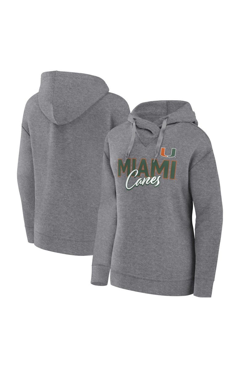 FANATICS Women's Fanatics Heather Gray Miami Hurricanes Script Favorite Pullover Hoodie, Alternate, color, Heather Gray