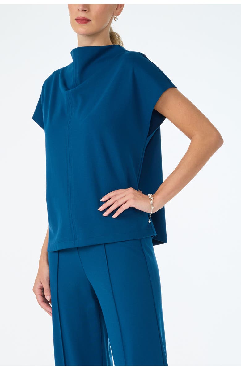 Trina Turk Pavilion High Neck Ponte Top, Alternate, color, Burle Blue