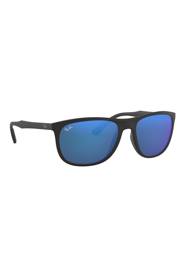 58mm Square Sunglasses, Alternate, color, BLACK BLUE