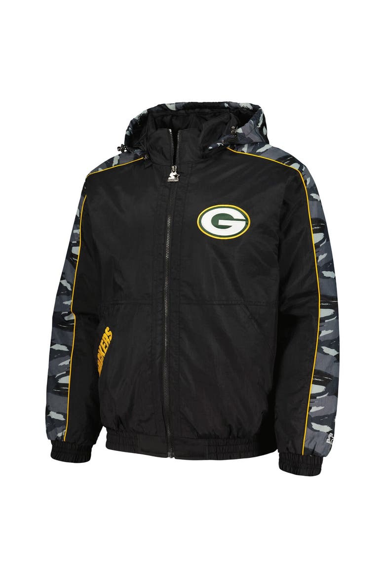 Men's Starter Black Green Bay Packers Thursday Night Gridiron Full-Zip Hoodie, Alternate, color, Black