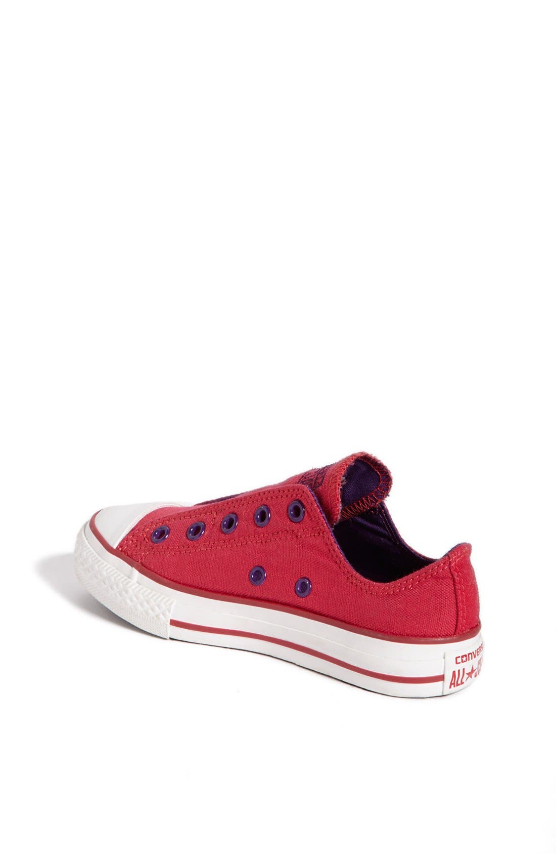 Chuck Taylor® All Star® 'Frayless' Metallic Slip-On, Alternate, color, BARBERRY/ ACAI