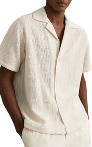 Reiss Leon Openwork Camp Shirt