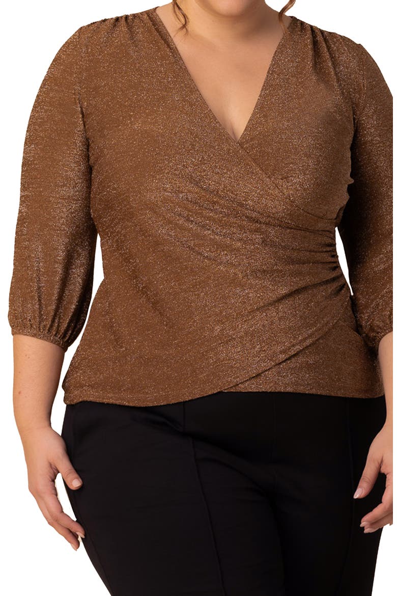 Celeste Faux Wrap Top, Alternate, color, MOCHA SPARKLE