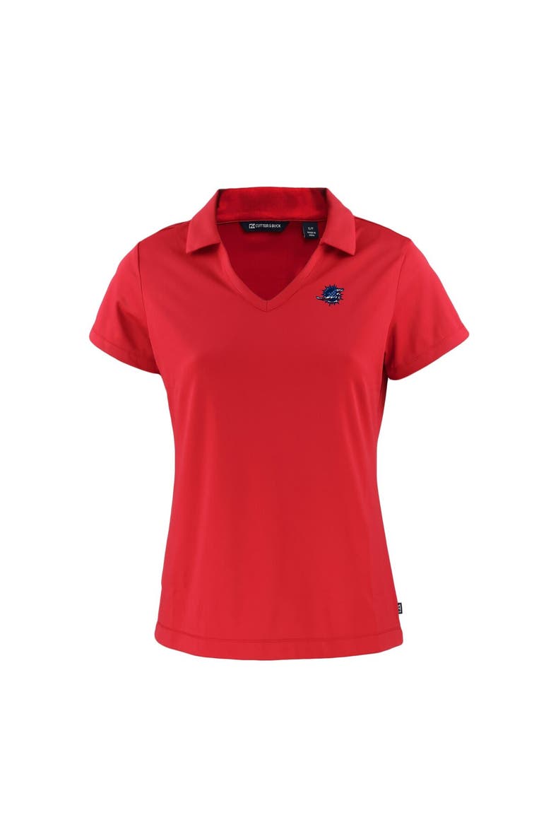 Women's Cutter & Buck  Red Miami Dolphins  Daybreak Eco Recycled V-neck Polo, Alternate, color, Red