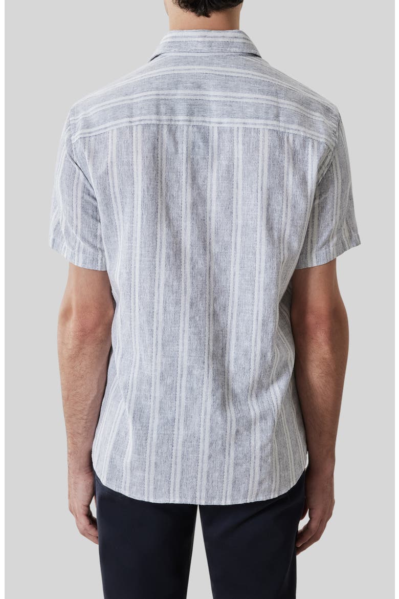 Daiki Stripe Short Sleeve Button-Up Shirt, Alternate, color, POWDER BLUE