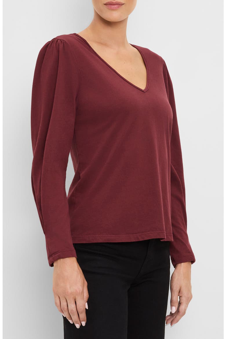 Alba V Neck Puff Sleeve T-Shirt, Alternate, color, PORT ROYAL