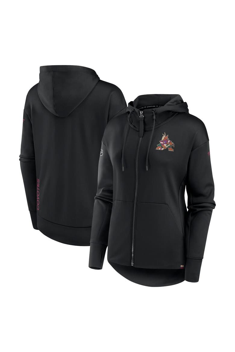 Women's Fanatics Branded  Black Arizona Coyotes Authentic Pro Scuba Full-Zip Hoodie, Main, color, Black