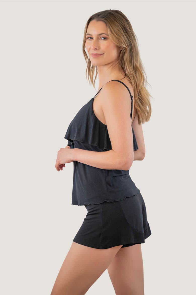 Frill Seeker Ruffle Lounge Top, Alternate, color, Black