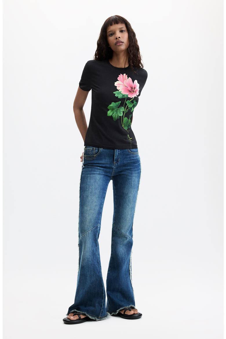 Floral Graphic T-Shirt, Alternate, color, BLACK