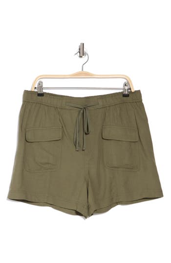 Shop Melrose And Market Drawstring Cargo Shorts In Olive Kalamata