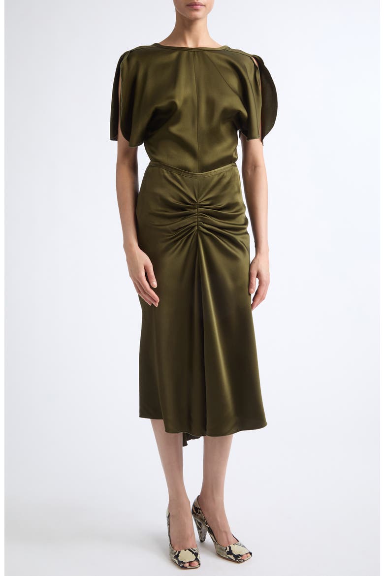Bela Flutter Sleeve Satin Top, Alternate, color, MARSH GREEN