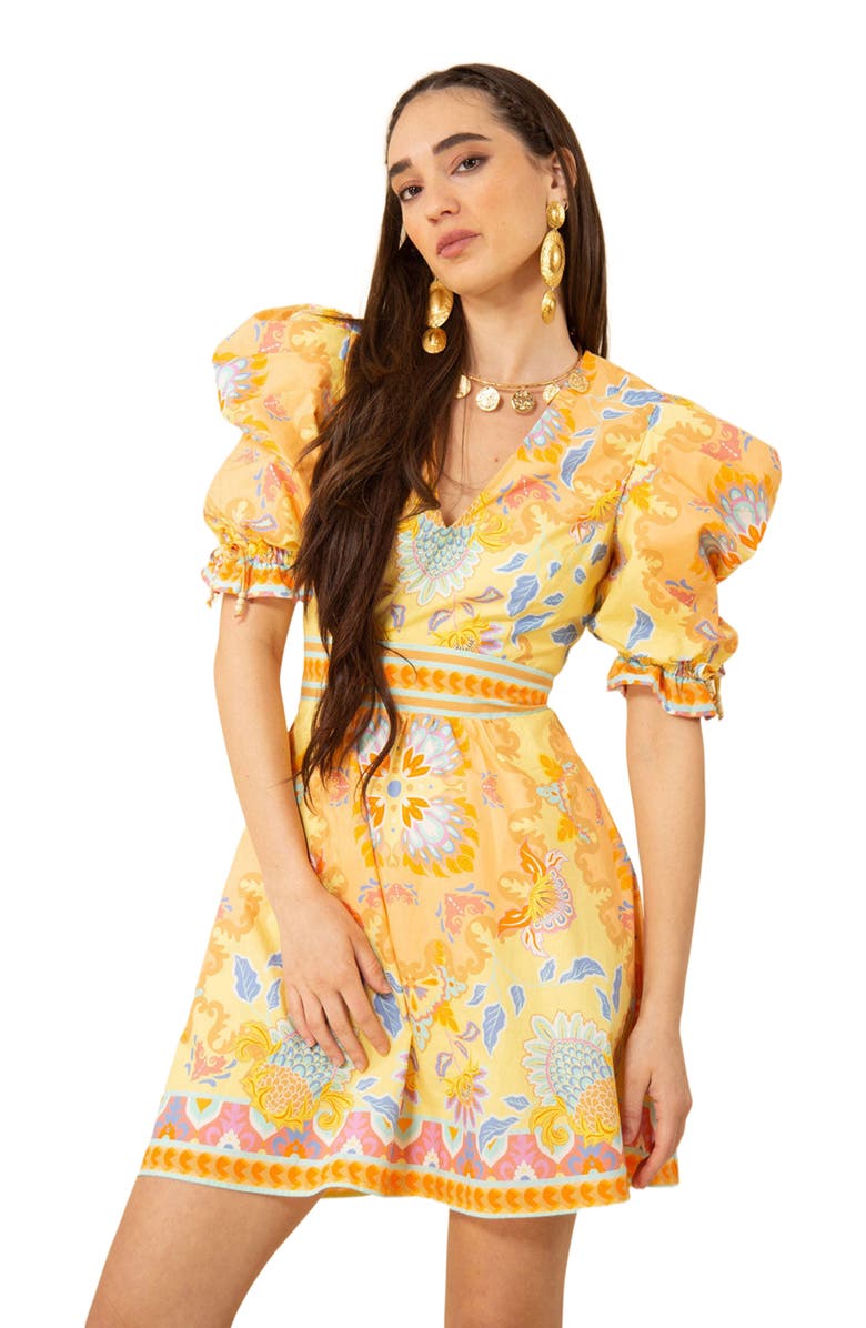 Hale Bob Skylar Poplin Puff Sleeve Dress, Alternate, color, 