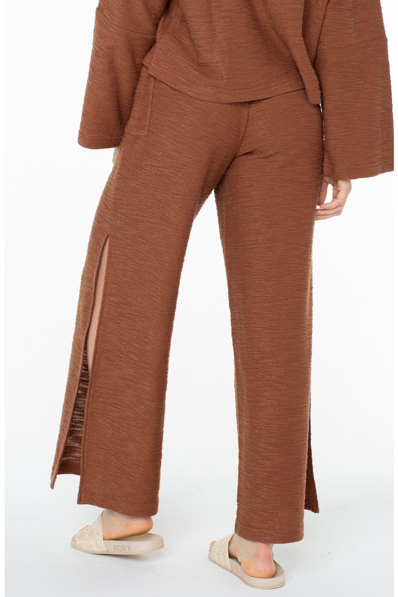 Beach Breeze Split Hem Pants, Alternate, color, CAROB BROWN