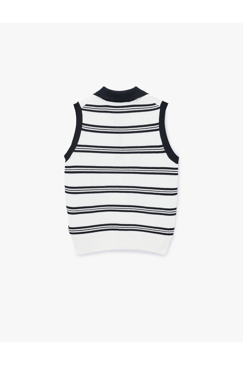 Striped Polo Neck Sleeveless Knit Top, Alternate, color, NAVY STRIPE