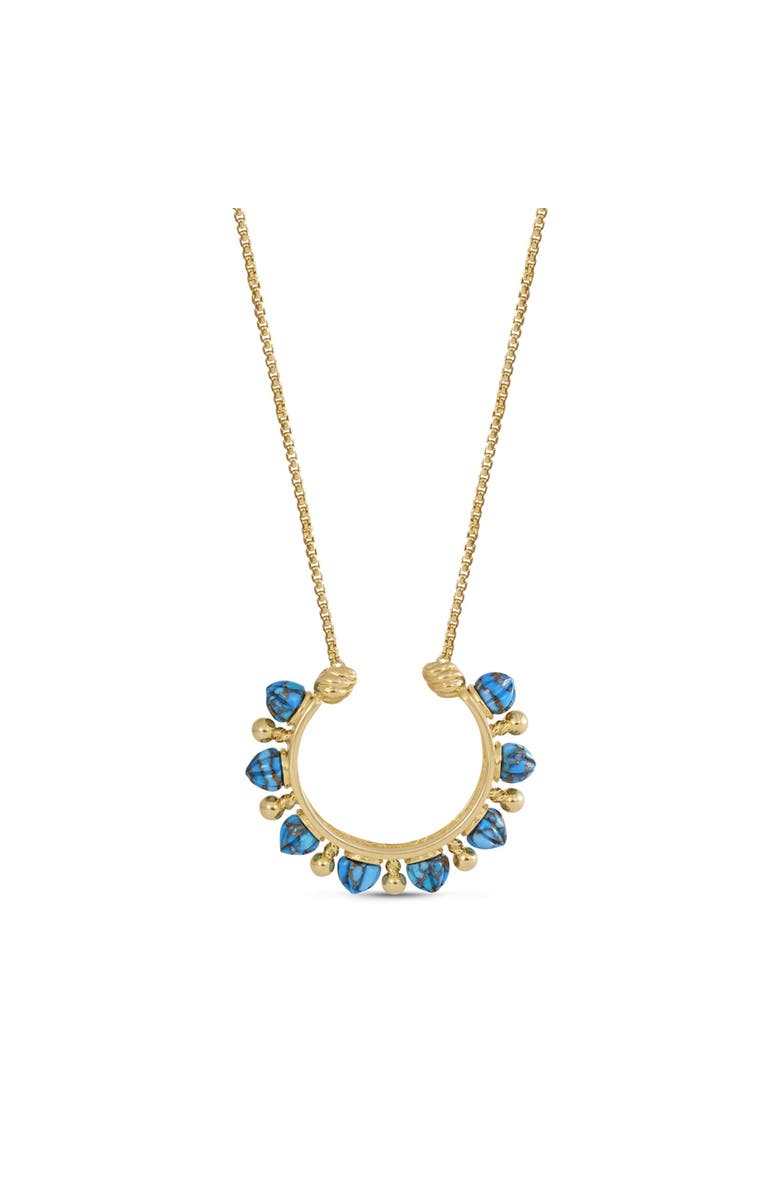 LuvMyJewelry Circle of Fire Design Yellow Gold Plated Sterling Silver Turquoise Gemstone Necklace, Main, color,