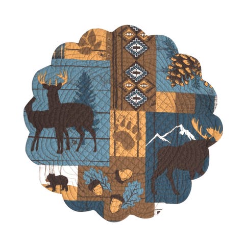 Timber Trails Sky Round 100% Cotton Quilted Set of 6 Placemats 17"