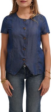 CYRUS Short Sleeve Button Front Top